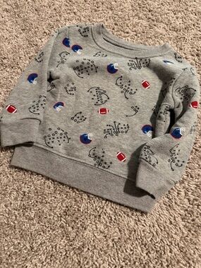 Grey Kids' Football Print Sweatshirt - Casual Athletic Top- 12 month